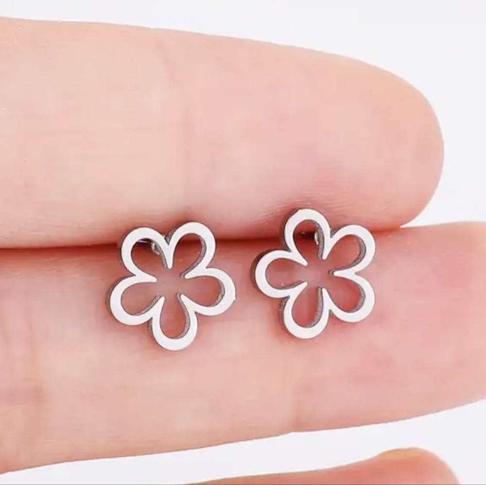 4 for $24 | Flower Stainless Steel Stud Earrings - Picture 2 of 4